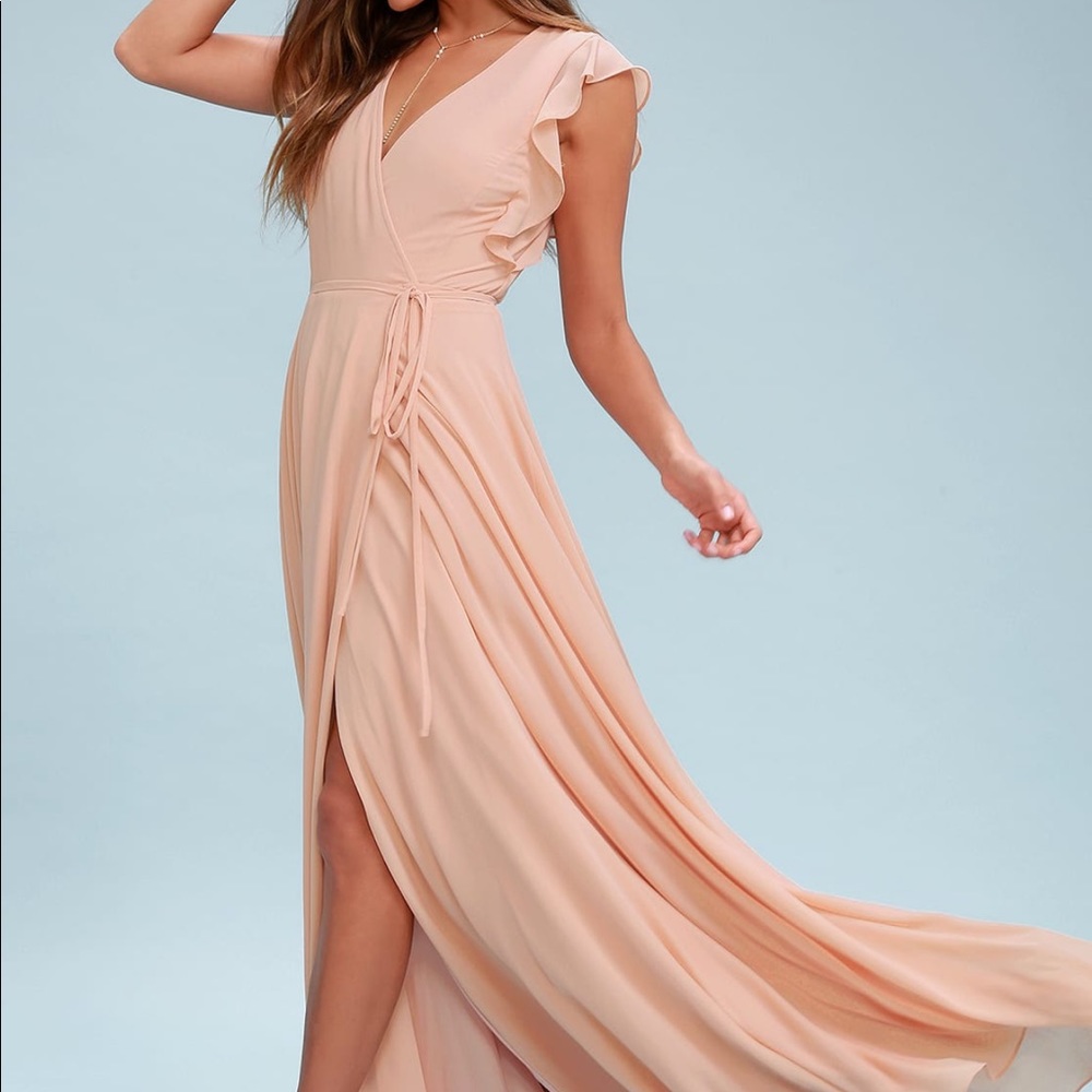 Lulus Crescendo Blush Wrap Maxi Dress